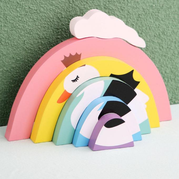 Blocos de apartamentos coloridos, arco-íris educacional 6 partes de Toy Brick para as meninas recém-nascidas