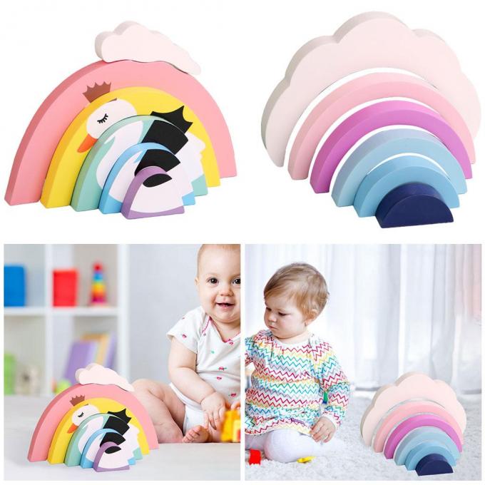 Blocos de apartamentos coloridos, arco-íris educacional 6 partes de Toy Brick para as meninas recém-nascidas